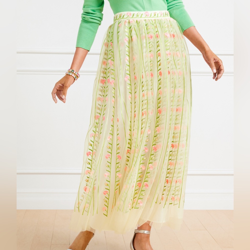 Talbots Embroidered Tulle fit & flare‎ skirt